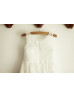 Ivory Lace Slit Back Short Flower Girl Dress